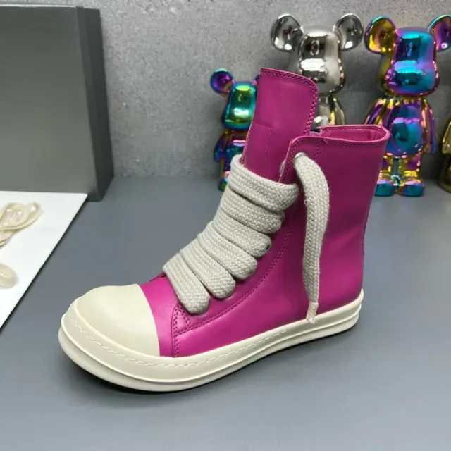 Pink White High-Top Magenta Leather-Like Upper Lifestyle Sneakers 4