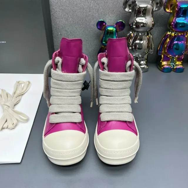 Pink White High-Top Magenta Leather-Like Upper Lifestyle Sneakers 8