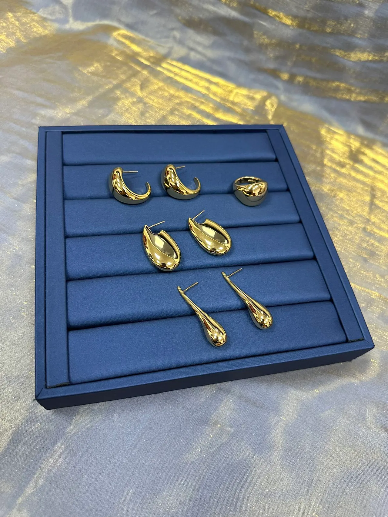 Polished Gold-Tone Teardrop Hoop Earrings 5