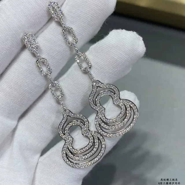 Qeelin Wulu Three-Ring Gourd Pavé Earrings 8