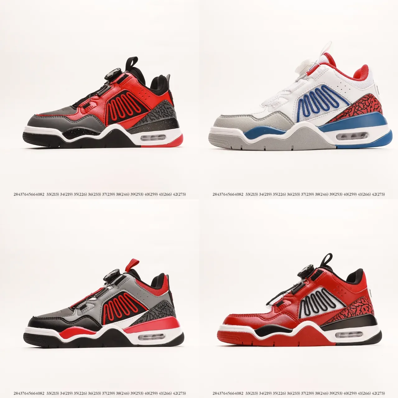 Red Black White Gray High-Top Strap-Closure Sneaker 5