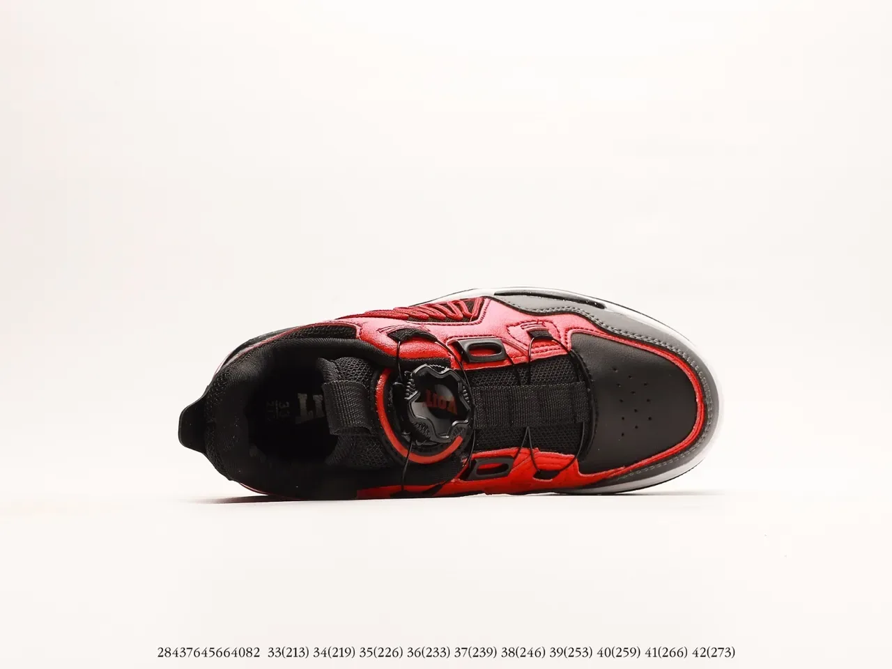 Red Black White Gray High-Top Strap-Closure Sneaker 15