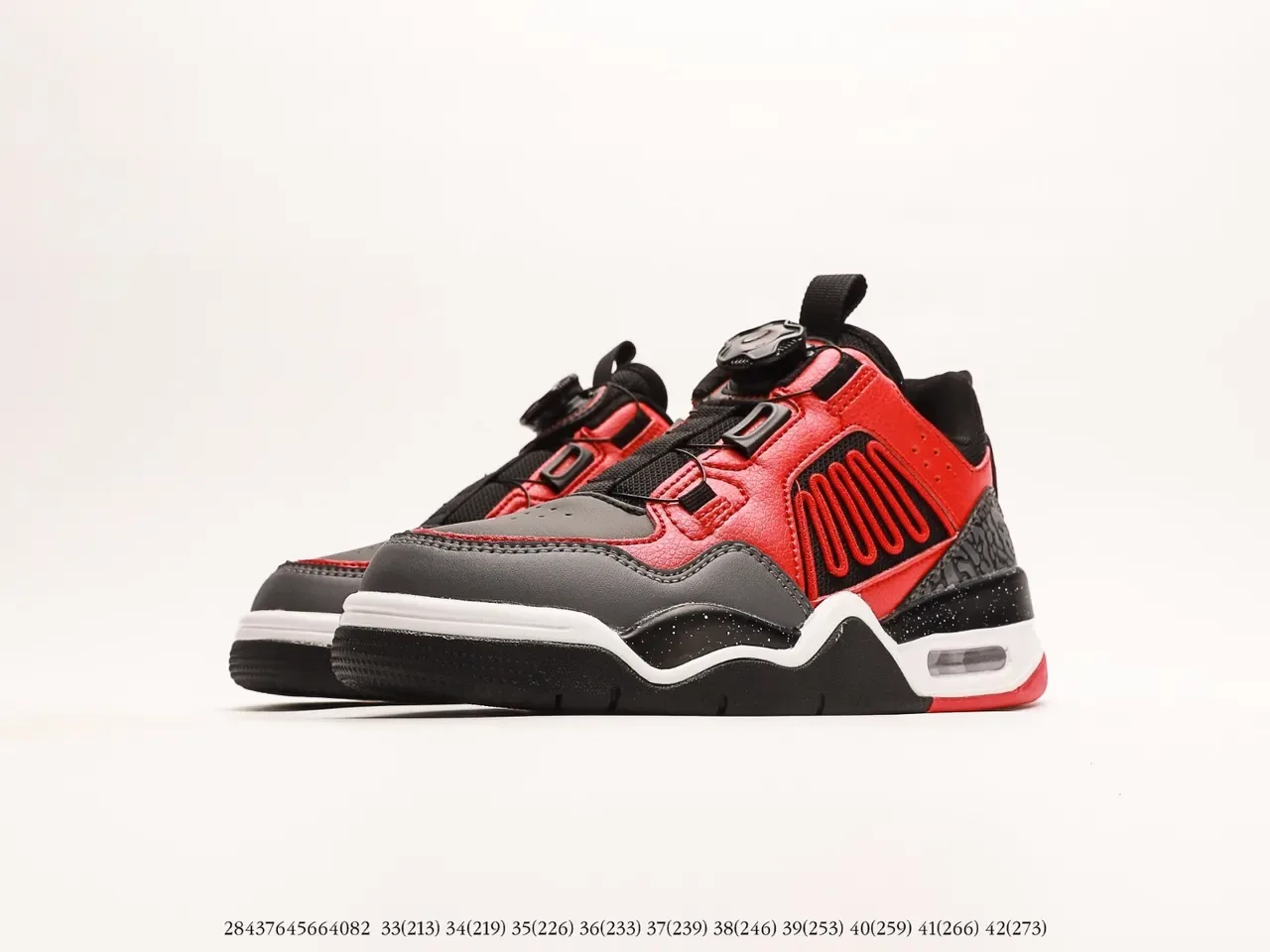 Red Black White Gray High-Top Strap-Closure Sneaker 18
