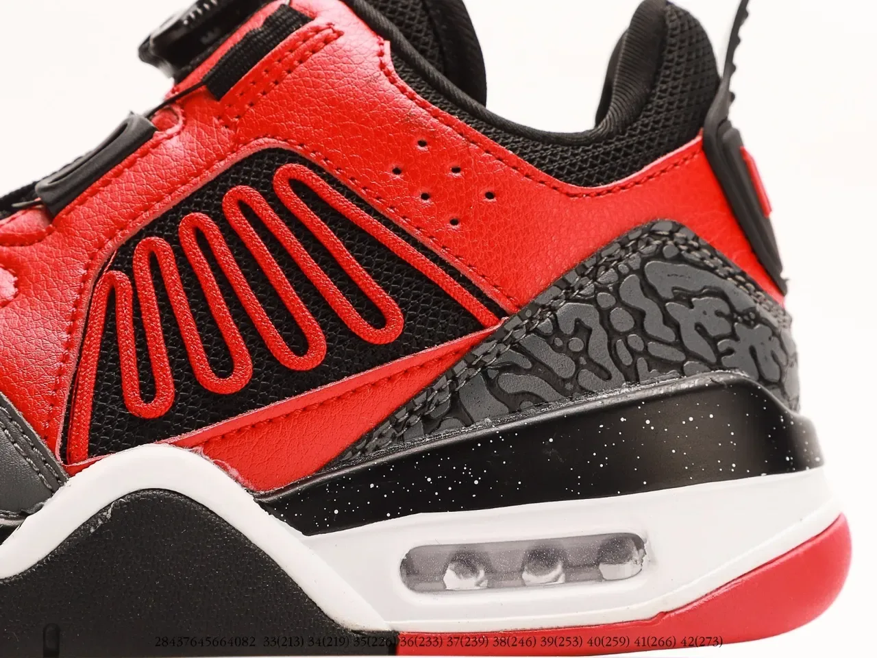 Red Black White Gray High-Top Strap-Closure Sneaker 19