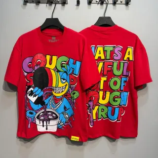 Camiseta oversized vermelha com estampa gráfica