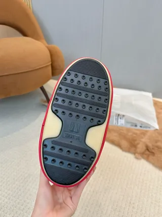 红色白色保暖高筒靴抽绳雪靴 5