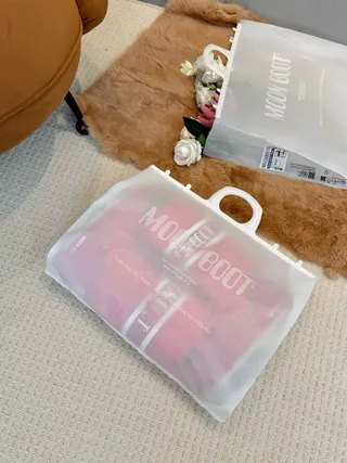 红色白色保暖高筒靴抽绳雪靴 8