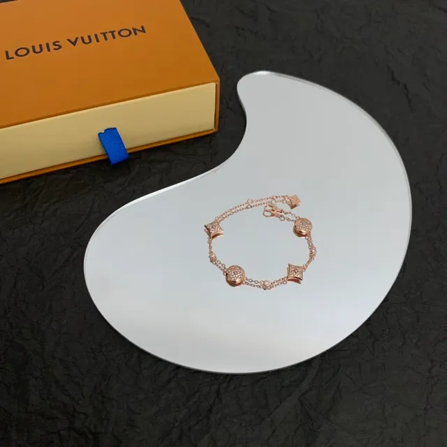 Rose Gold Pavé Floral and Square Charm Chain Bracelet 2