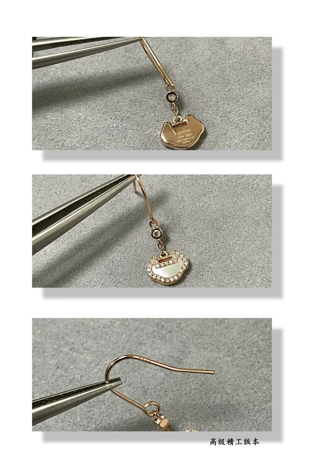 Brincos pendentif de cristal pavé com fivela de tom dourado rosa 5