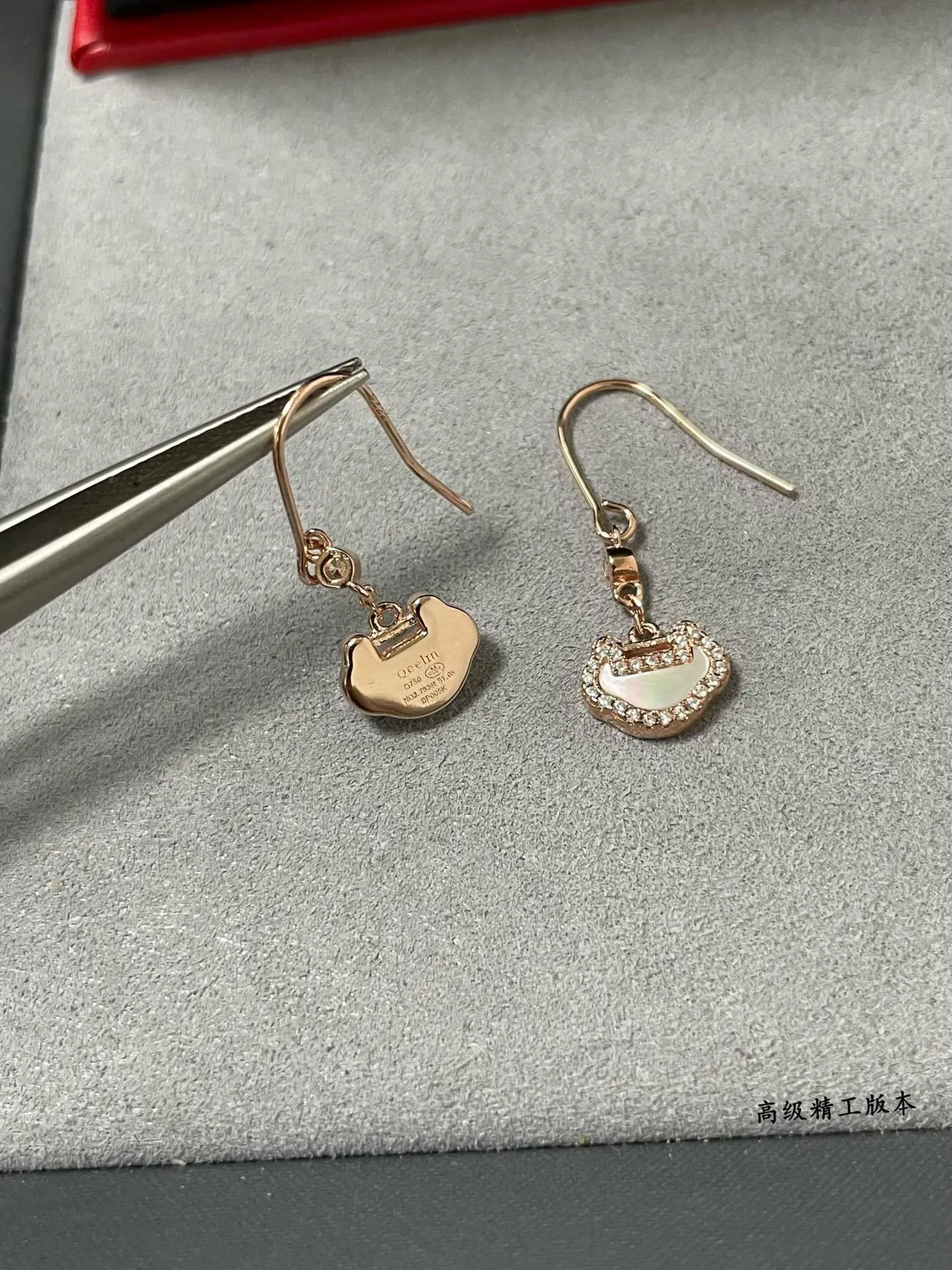 Brincos pendentif de cristal pavé com fivela de tom dourado rosa 6
