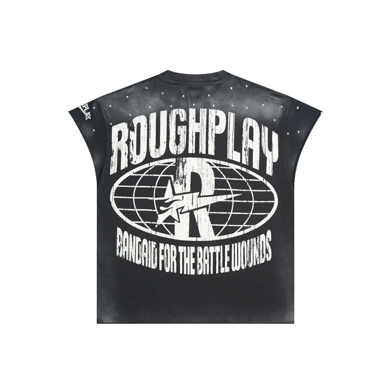 تيشيرت أوفرسايز ROUGH بطباعة جرافيك مزين بأحجار الراين 4