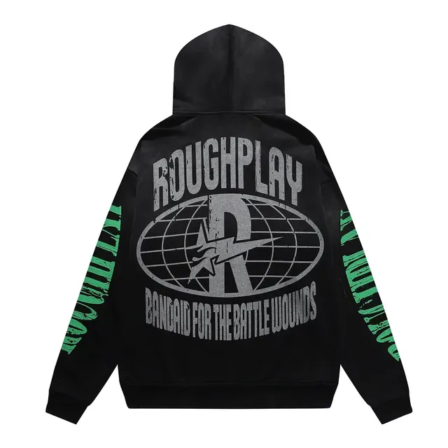 ROUGH Roughplay 印花 宽松 黑色 连帽衫 2
