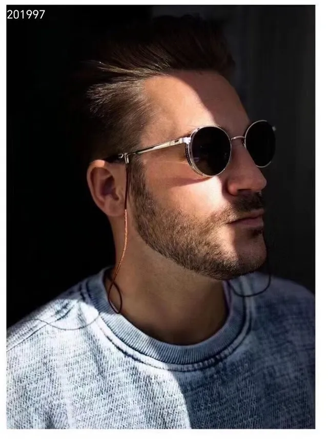 Round Thin Metal Frame Dark Lens Sunglasses 4
