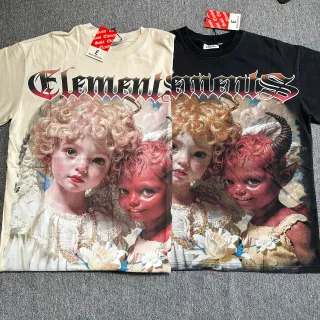 تيشيرت Saint Elements بطباعة جرافيك بموتيف ملاك وشيطان