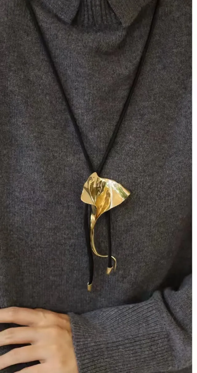 Silver and Gold Ginkgo Leaf Pendant Necklaces 2