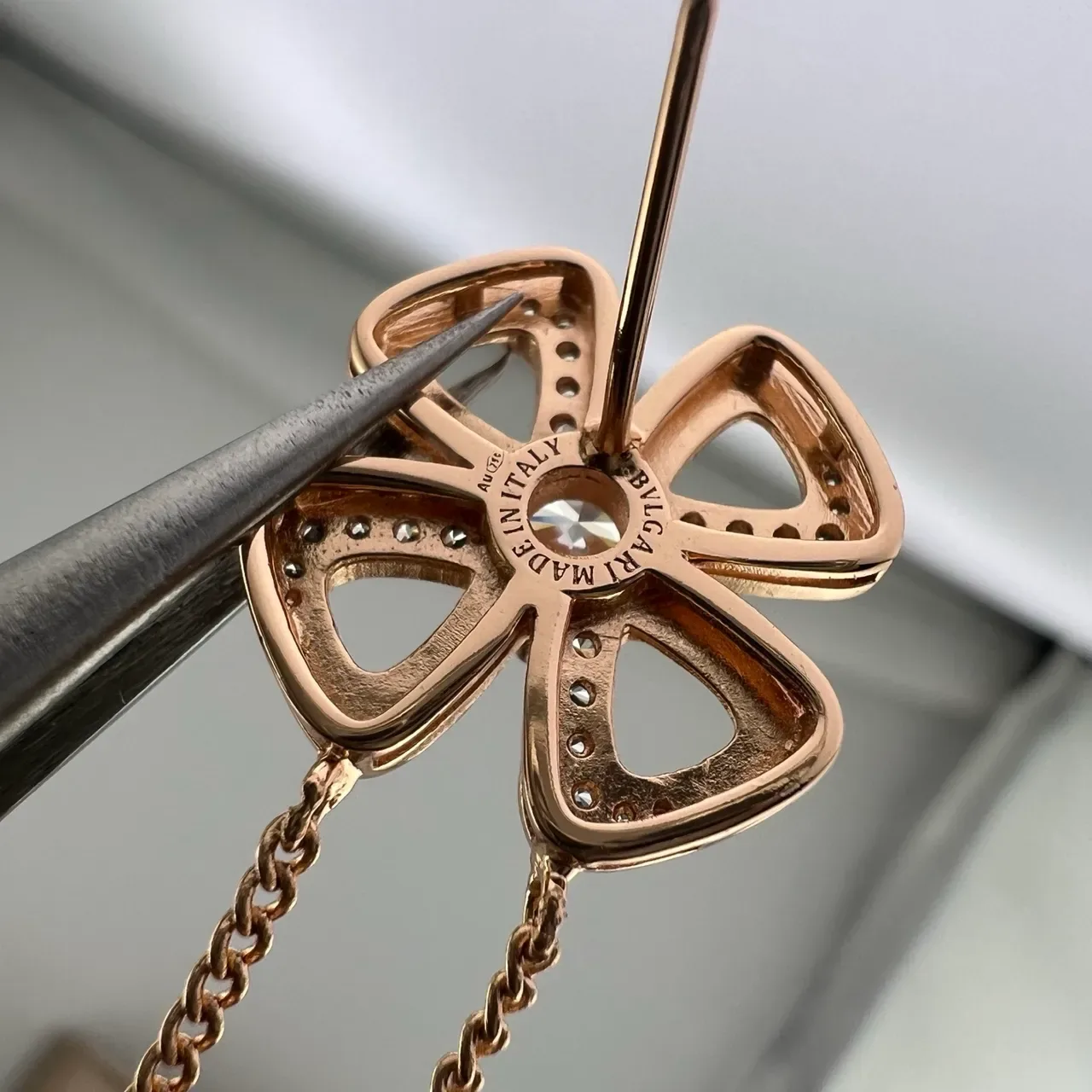 Silver Gold Flower-Shaped Pendant Crystal-Encrusted Earrings 2