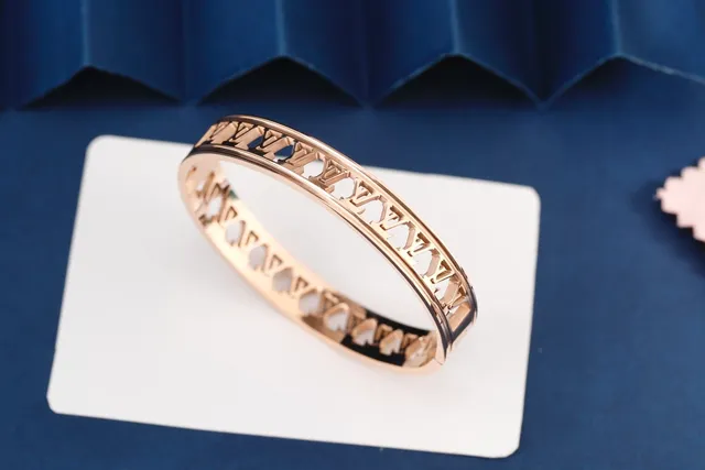 Silver Gold Geometric Cutout Rigid Bangle Bracelet 5