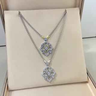 চাঁদি ও সোনার লেয়ার্ড ফ্লোরাল মোটিফ হার