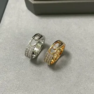 Silver Gold Pavé-Set Band Openwork Motif Ring — catalogue photo via WWTop Yupoo