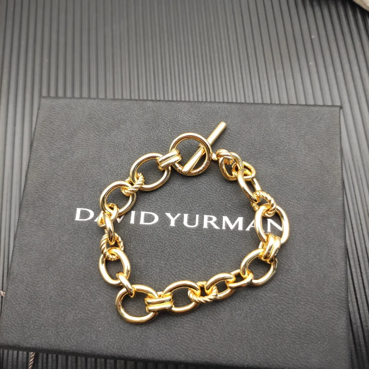 Silver Gold Twisted-Link Oval Chain Toggle Clasp Closure Bracelet 6