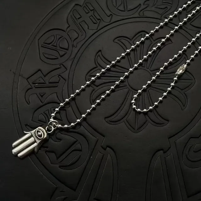 Silver Hamsa Hand Pendant Evil Eye Motif Necklace 4