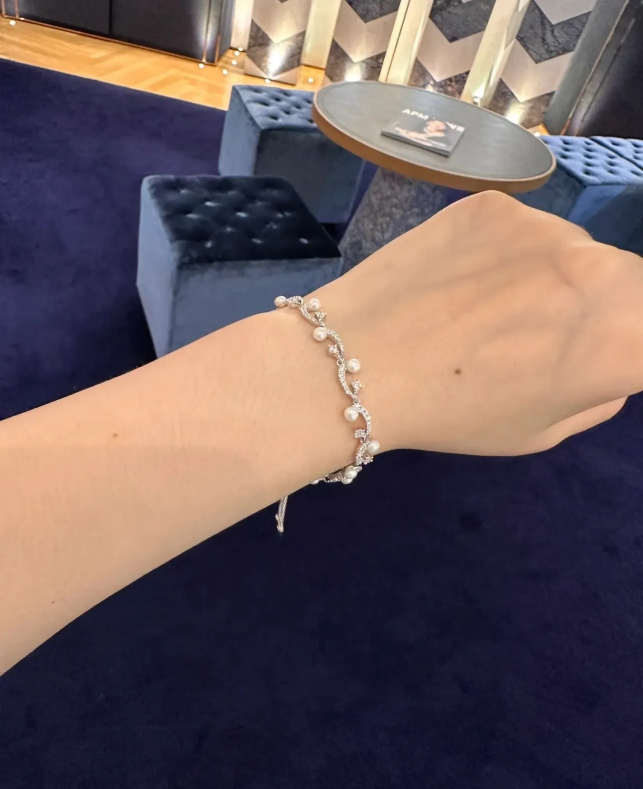 Bracelet en filigrane de vigne perles et cristal argent marine 2