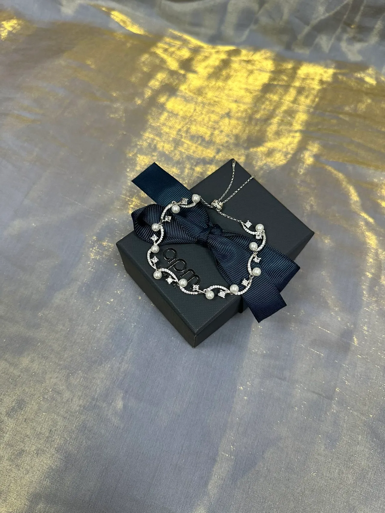 Bracelet en filigrane de vigne perles et cristal argent marine 7