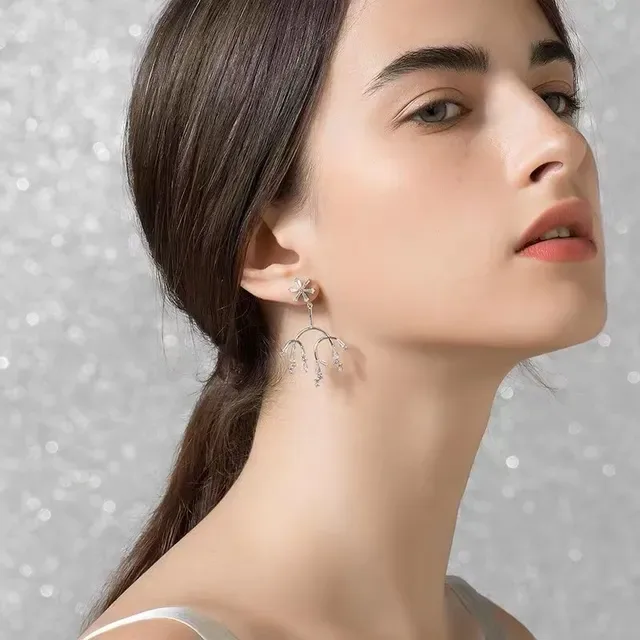 Silver-Tone Floral Branch Chandelier Earrings 3
