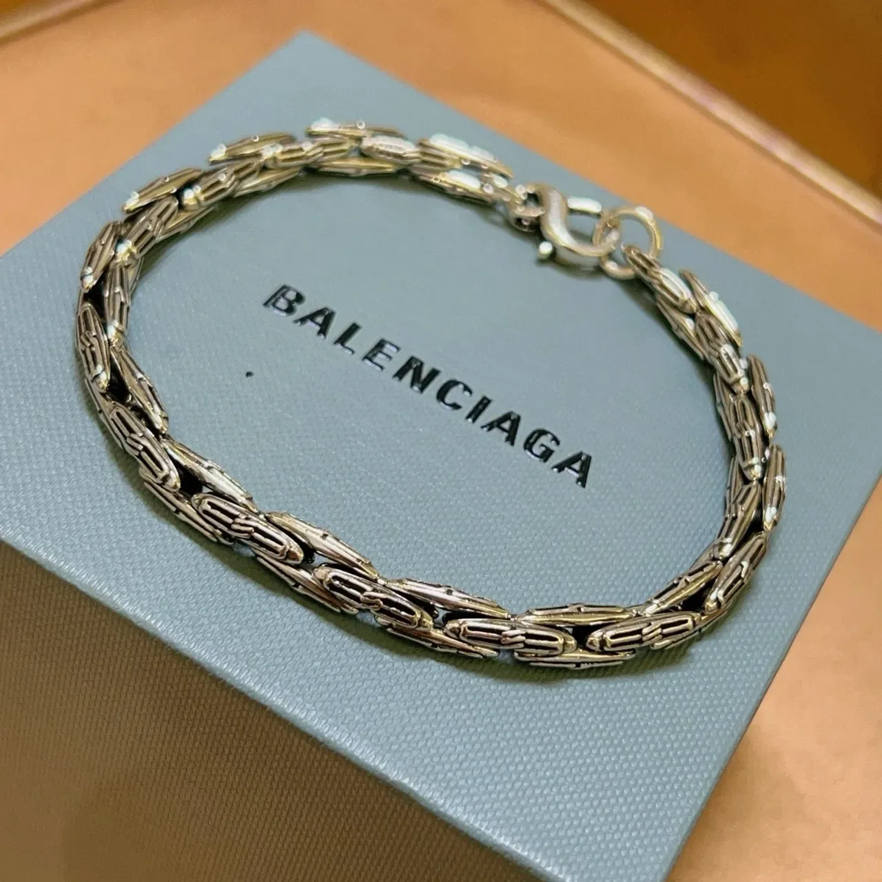 Silver-Tone Interlocking Link Bracelet 6