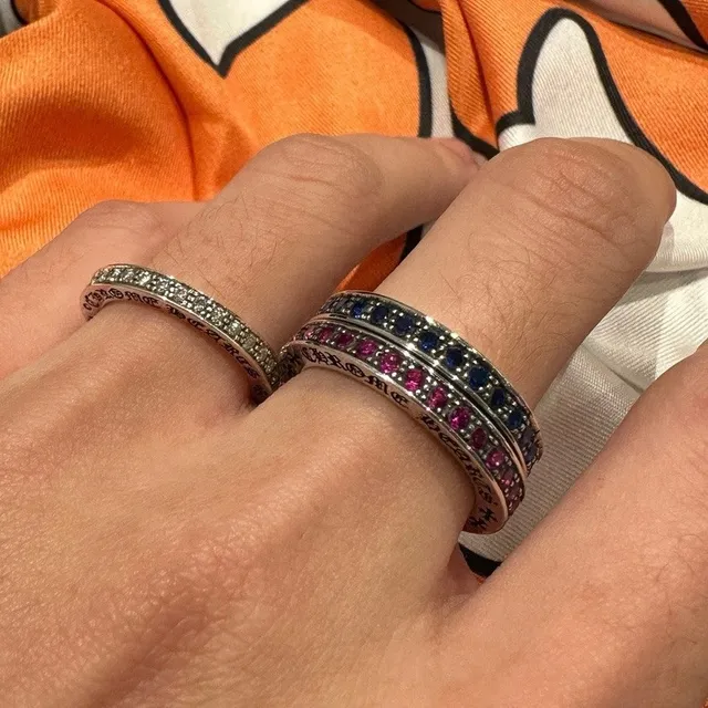 Silver-Tone Pavé-Set Stackable Gemstone Rings 2