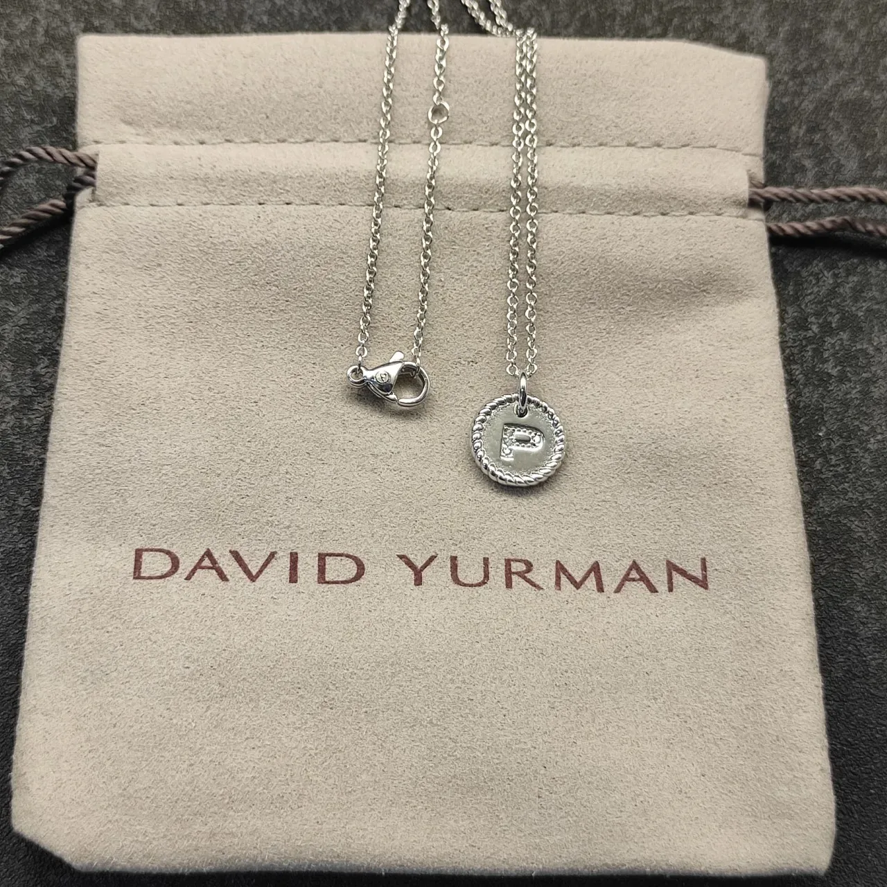 Silver-Tone Rope-Edge Initial P Pendant Necklace 4