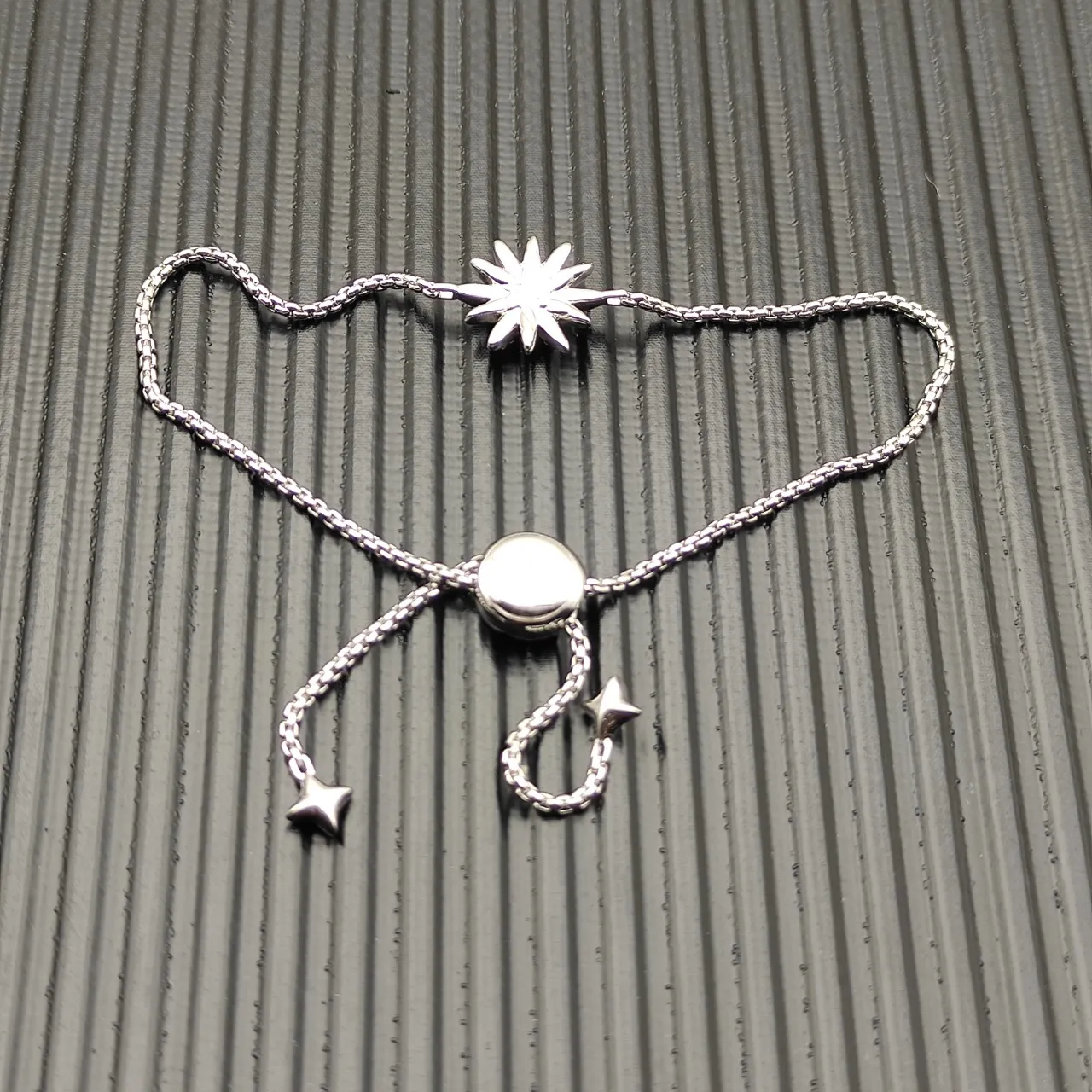 Silver Transparent Box Chain Adjustable Sliding Knot Closure Bracelet 2