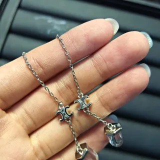 রূপালী স্বচ্ছ শিকল ডাবল Interlocking-Charm পেন্ডেন্ট নেকলেস