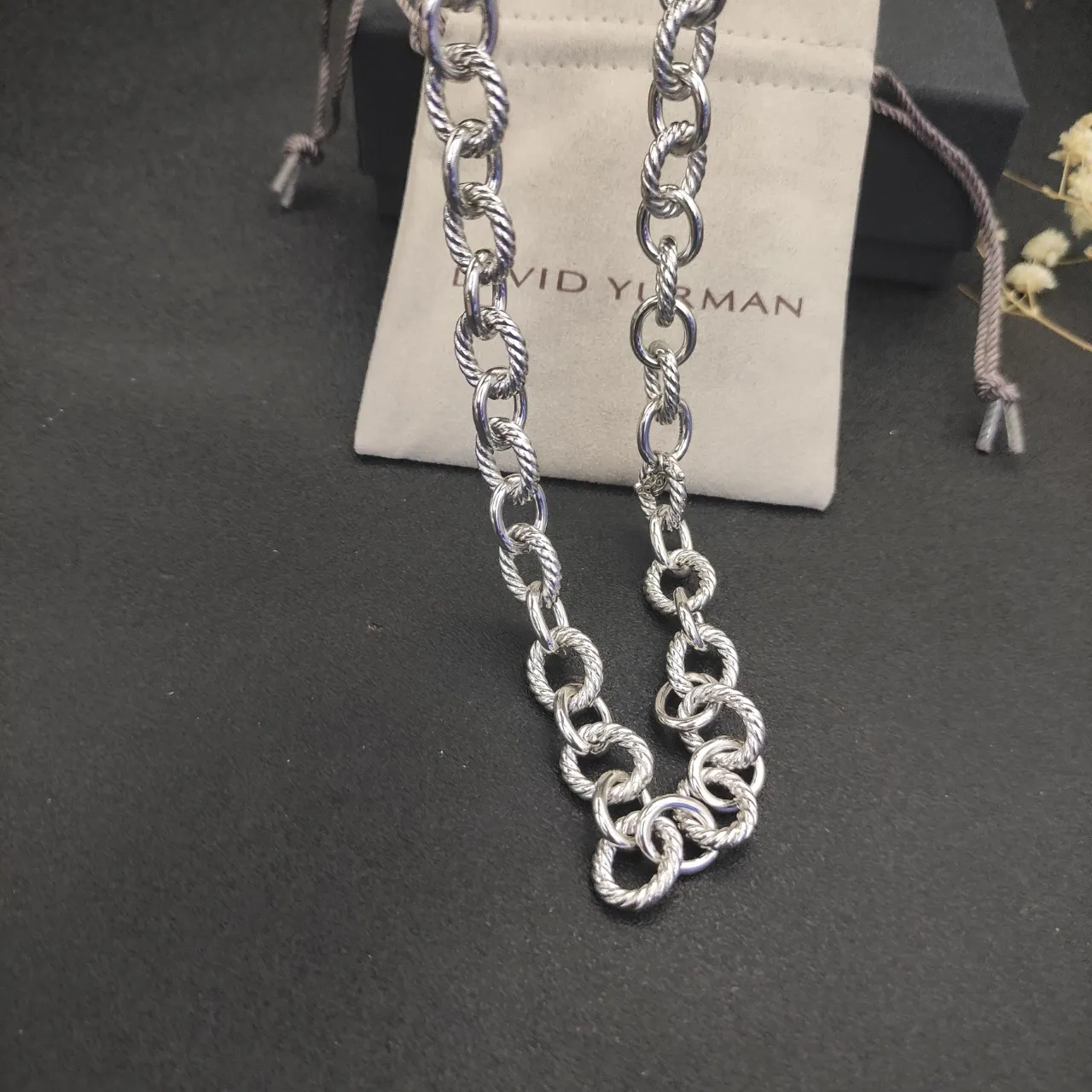 Silver Twisted Rope and Oval Link Chunky Chain Necklace 5