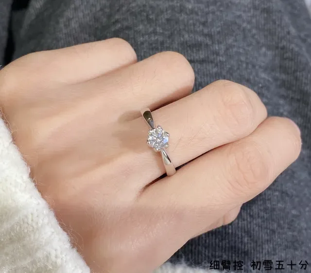 Solitaire Prong-Set Round Diamond Ring 9