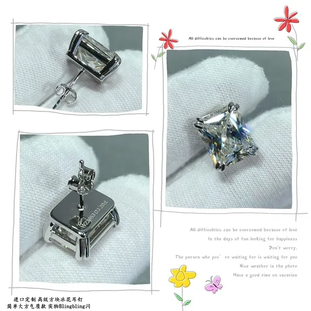 Square-Cut Prong-Set Clear Stud Earrings 5