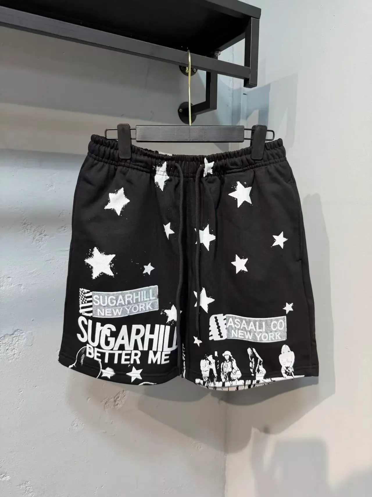 SUGARHILL NEW YORK গ্রাফিক স্টার প্রিন্ট ড্রস্ট্রিং শর্টস 6