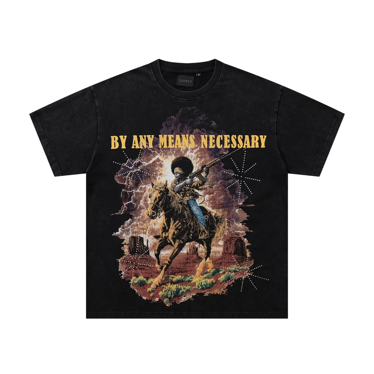 SUPPLY By Any Means Necessary Graphic Print Black T-Shirt 3