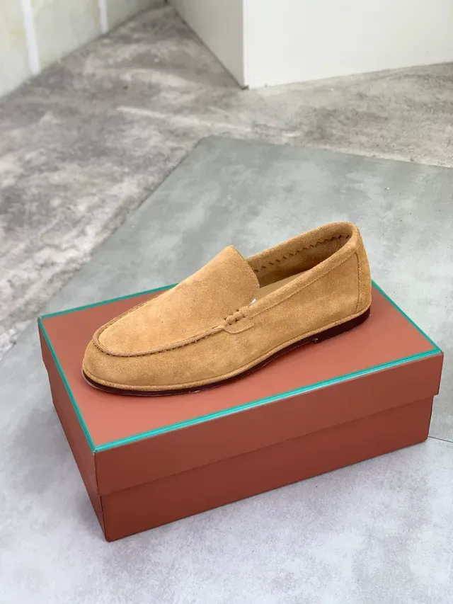 Tan Suede Moc-Toe Slip-On Loafers 4