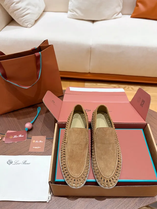 Tan Woven Perforated Suede Loafer 5