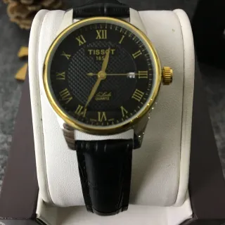 Tissot Le Locle Quartz Black Gold Case Textured Dial Quartz Watch