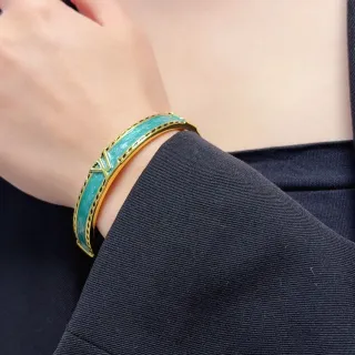 سوار كم تركواز مينا و ذهبي هندسي
