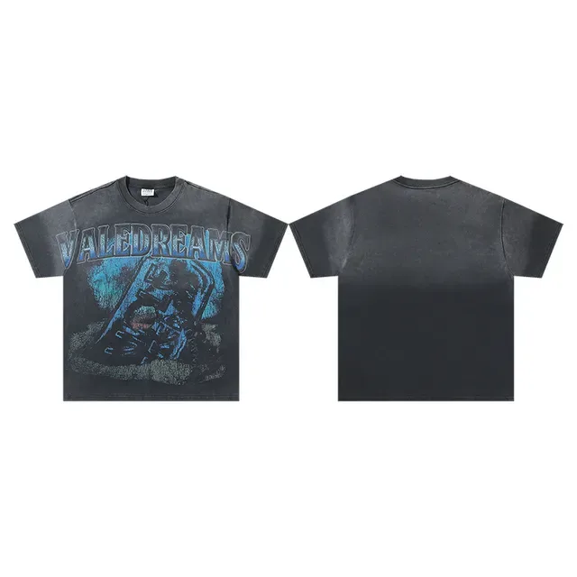 Camiseta Valedreams negra lavada desgastada con estampado gráfico 2