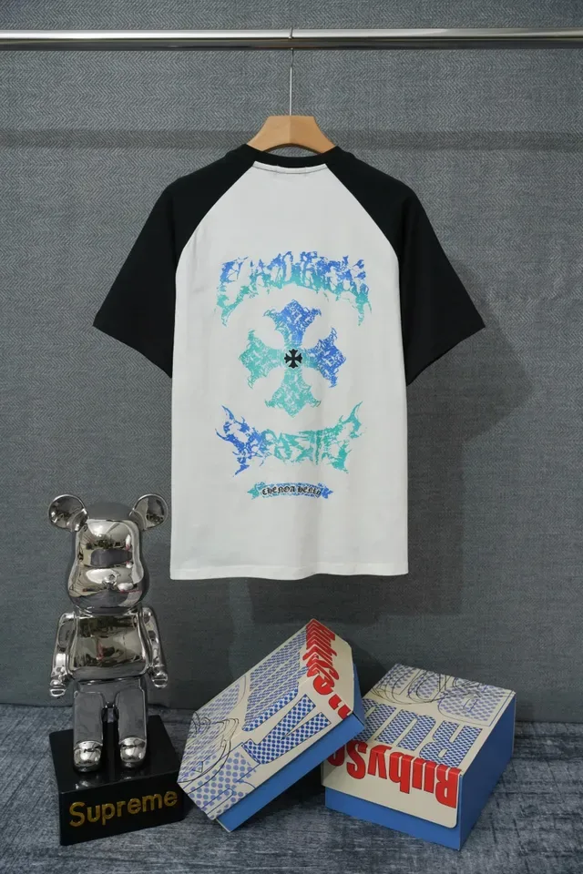 White and Black Raglan Sleeve Graphic T-Shirt 2