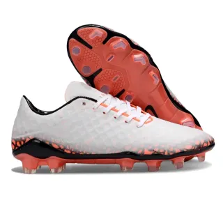 Botas de futebol para terreno firme branco e laranja com motas
