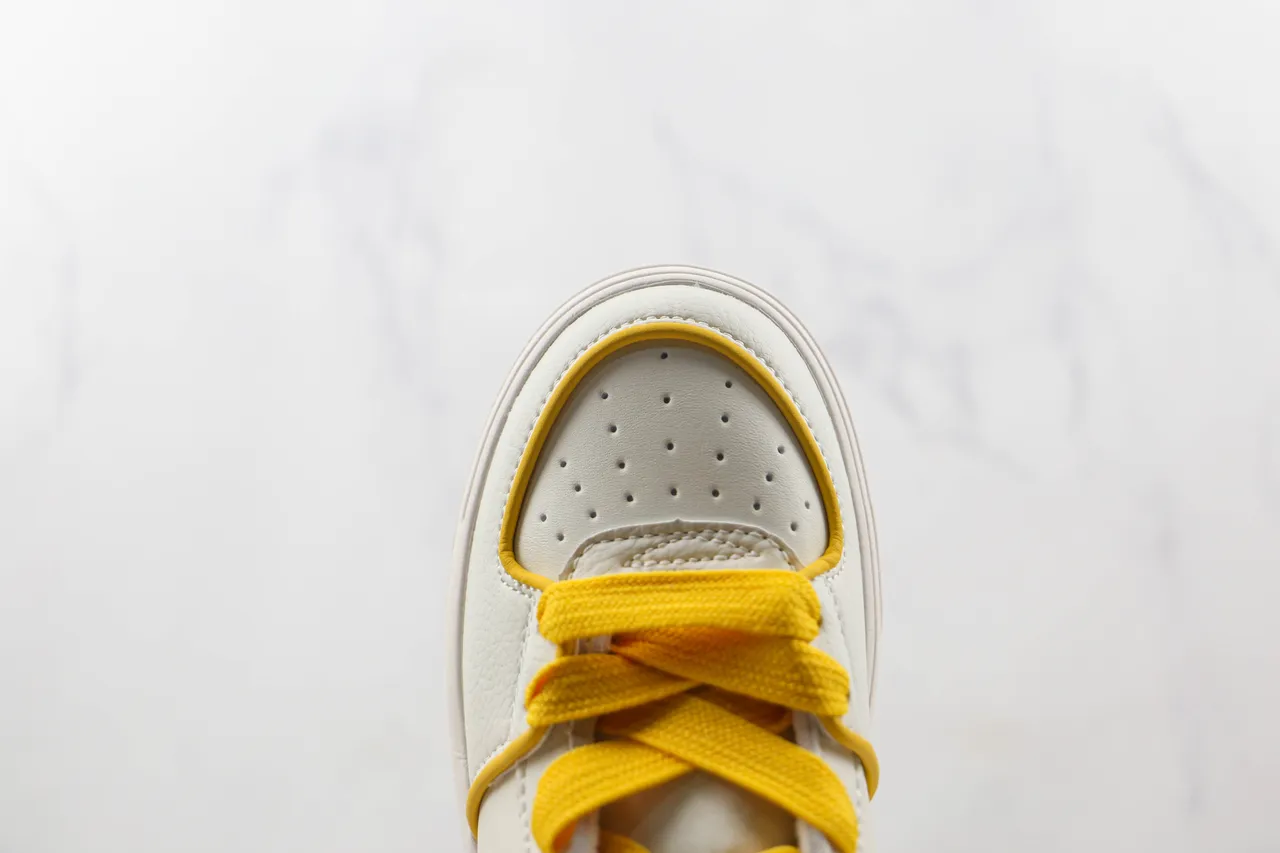 White and Yellow SF Logo High-Top Platform Sneaker 8