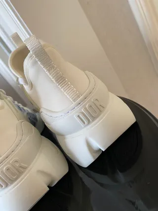 White Blue Sole Graphic Text Print Chunky Sneakers 4