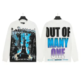 White Graphic-Print Long-Sleeve Crewneck Top