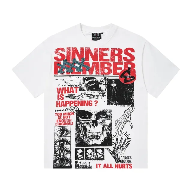 White Graphic-Print Oversized Crewneck T-Shirt 3