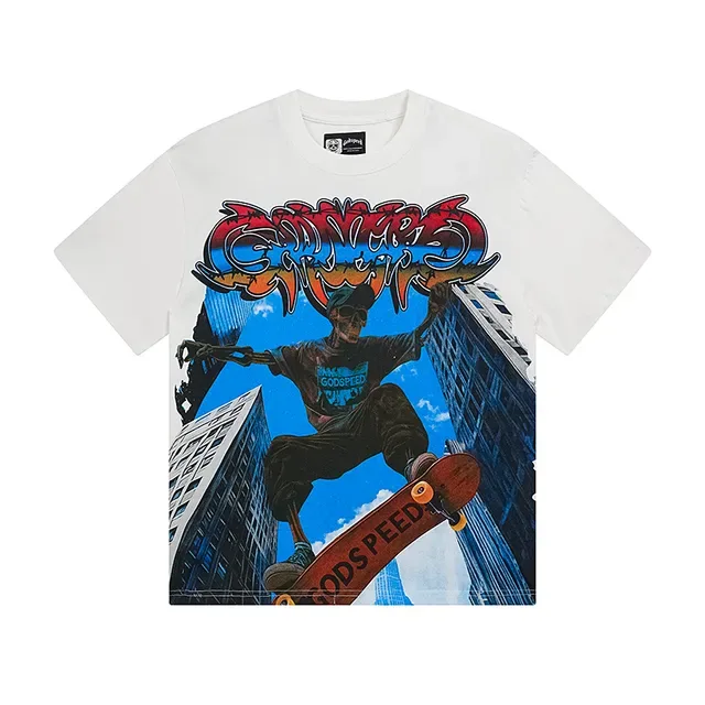 White Graphic-Print Oversized Skate-Inspired T-Shirt 2